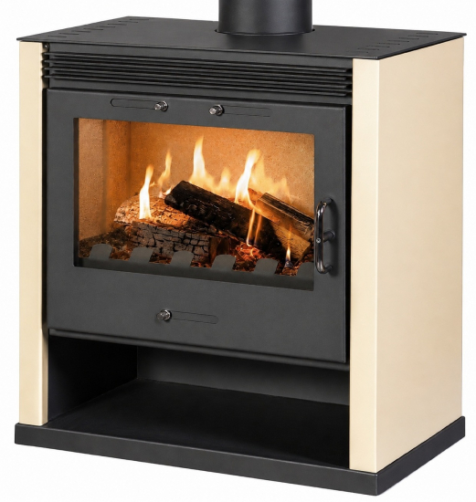 EEK A Kaminofen Victoria Rubin elfenbein mit XXL-Sichtscheibe BA2 – 11kW